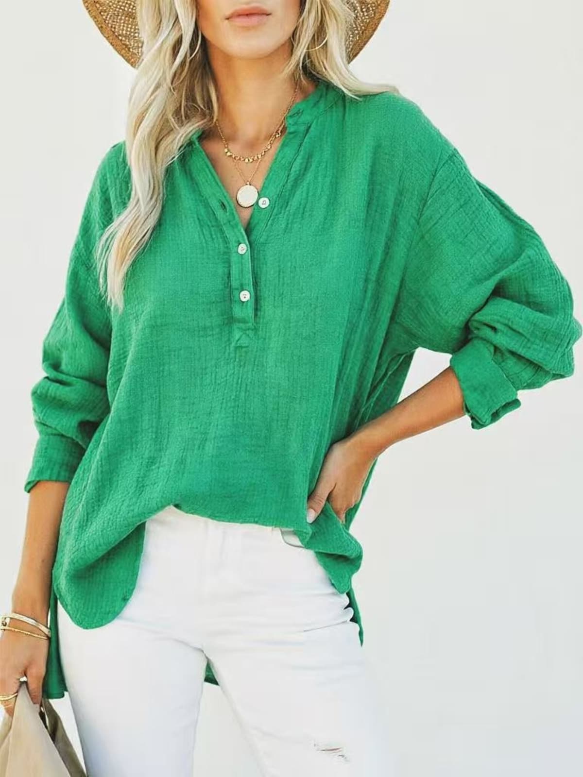 Annecy Ruched Button Top