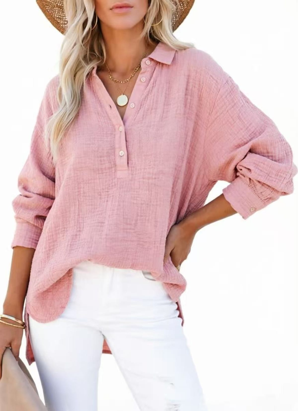 Annecy Ruched Button Top