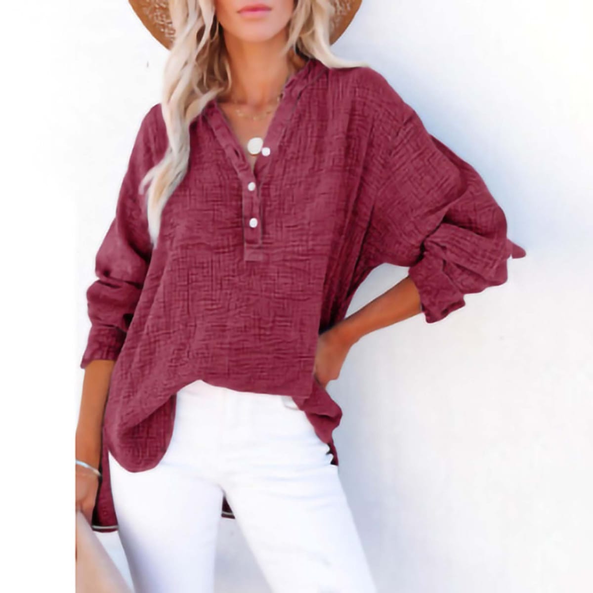Annecy Ruched Button Top