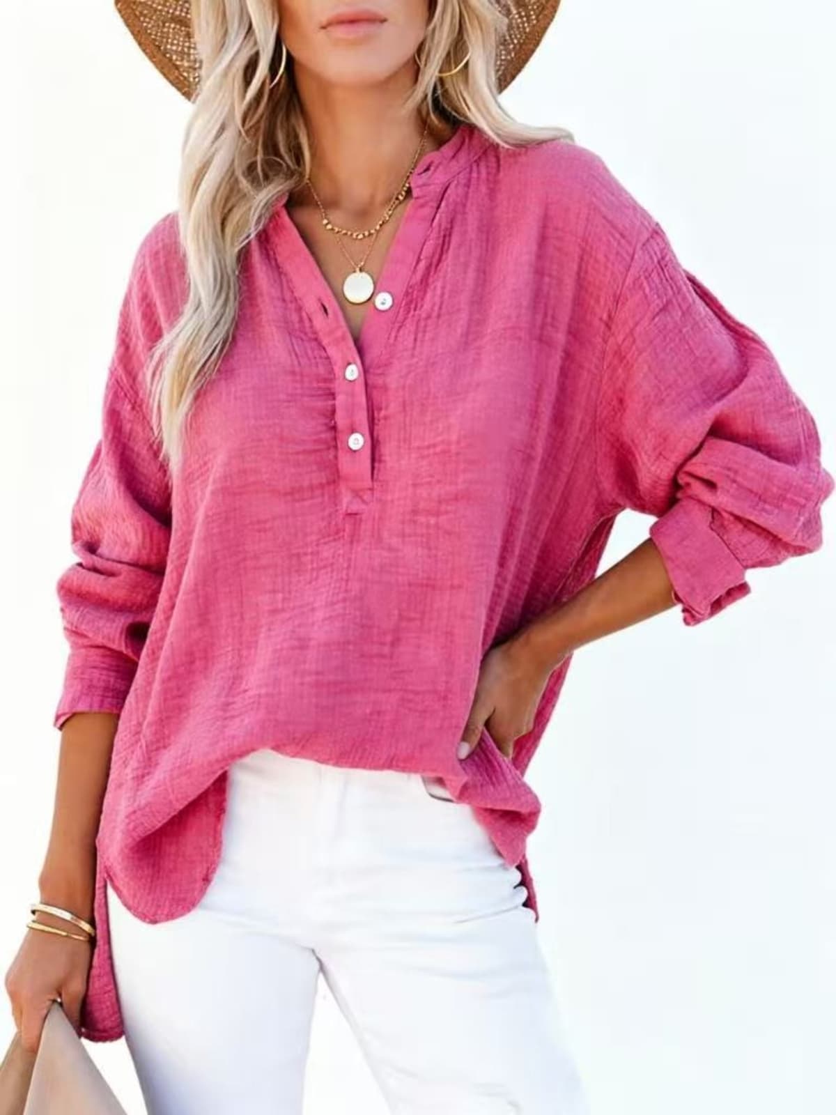 Annecy Ruched Button Top