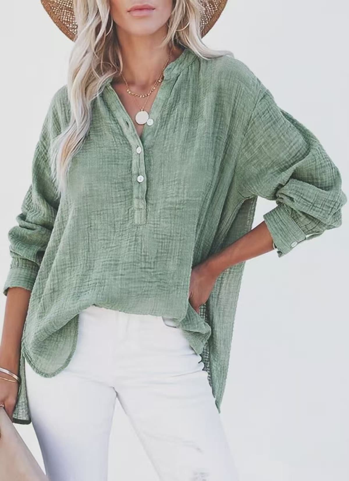 Annecy Ruched Button Top