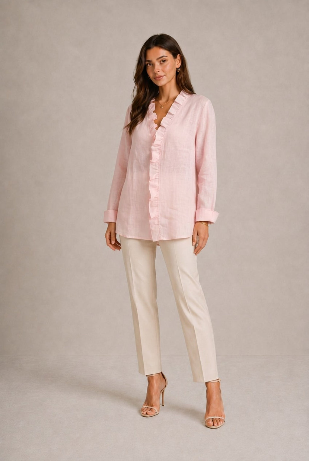 Montalcino Ruffled Long Sleeve Shirt
