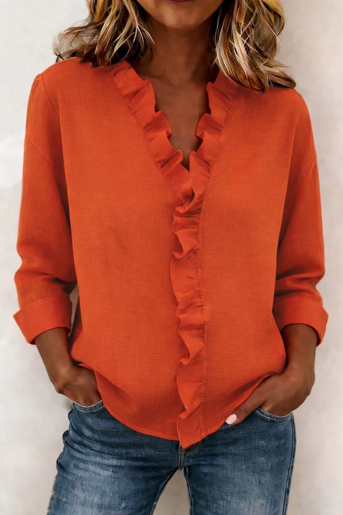Montalcino Ruffled Long Sleeve Shirt