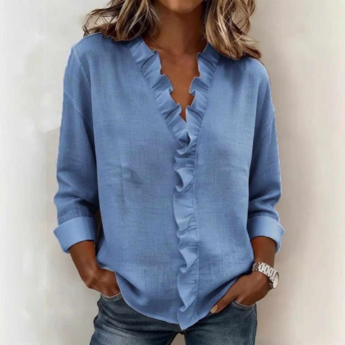 Montalcino Ruffled Long Sleeve Shirt