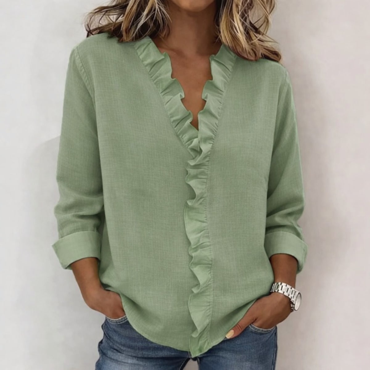 Montalcino Ruffled Long Sleeve Shirt
