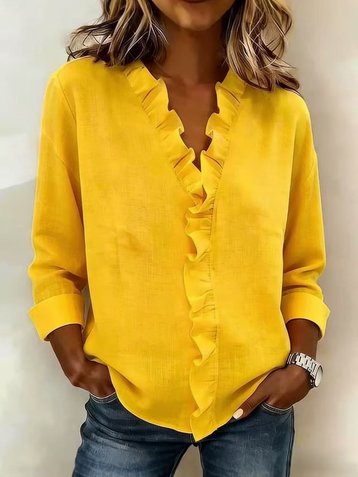 Montalcino Ruffled Long Sleeve Shirt