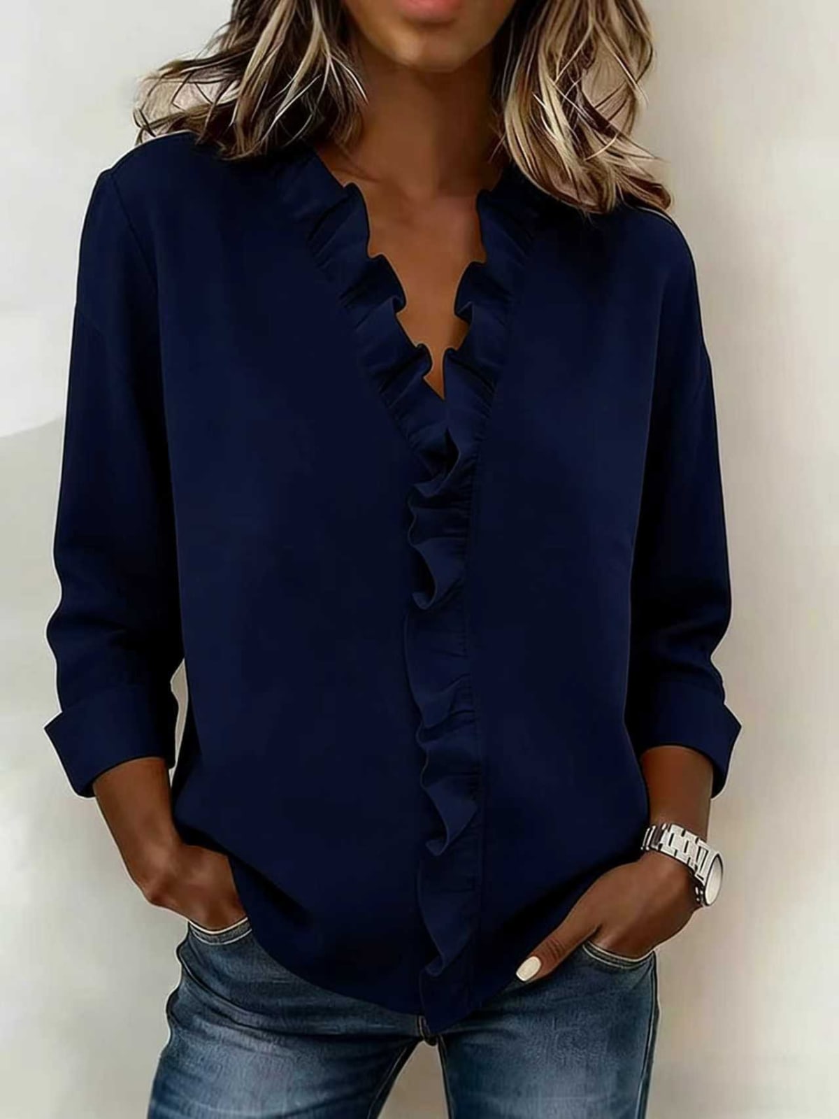 Montalcino Ruffled Long Sleeve Shirt