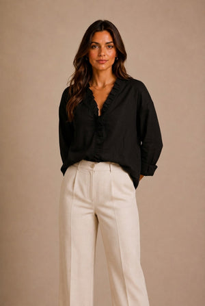 Montalcino Ruffled Long Sleeve Shirt