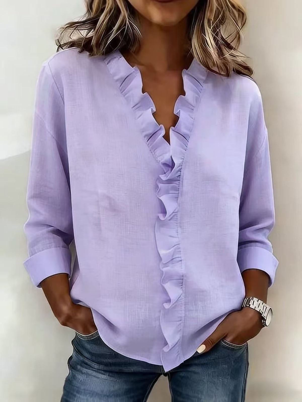 Montalcino Ruffled Long Sleeve Shirt