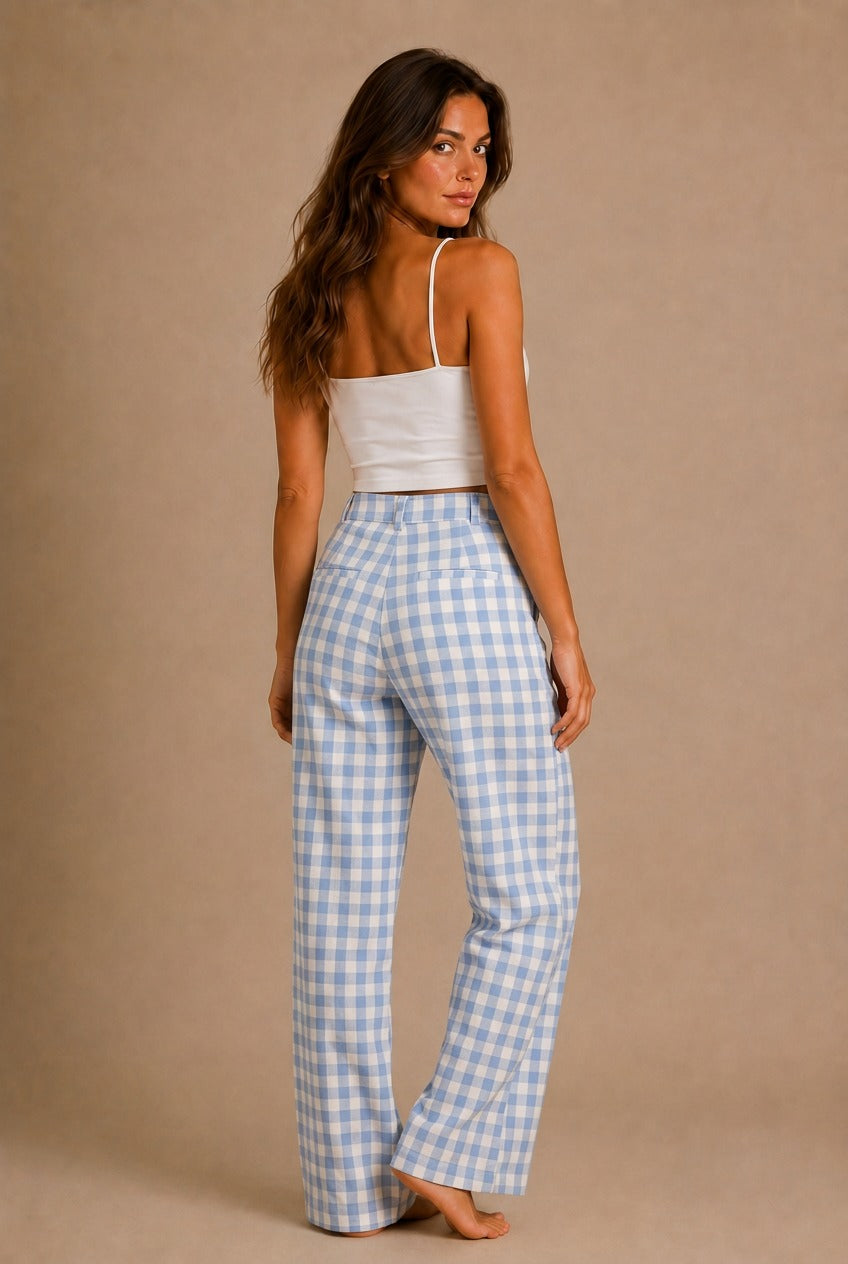 Colmar Gingham Wide-Leg Pants
