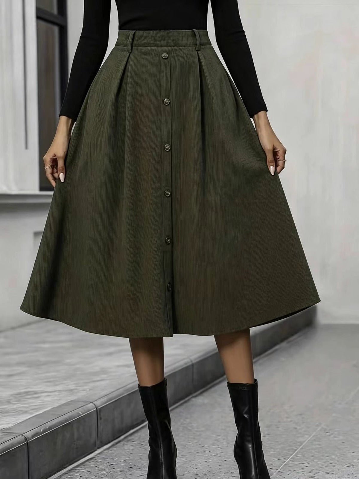 Asti Pleated A-Line Midi Skirt