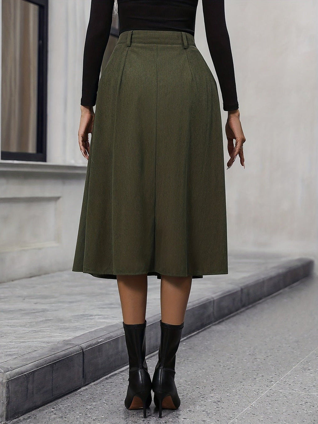 Asti Pleated A-Line Midi Skirt