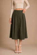 Asti Pleated A-Line Midi Skirt