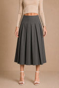Volterra Pleated A-Line Midi Skirt