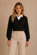 Chianti Puff-Sleeve Cable-Knit Sweater