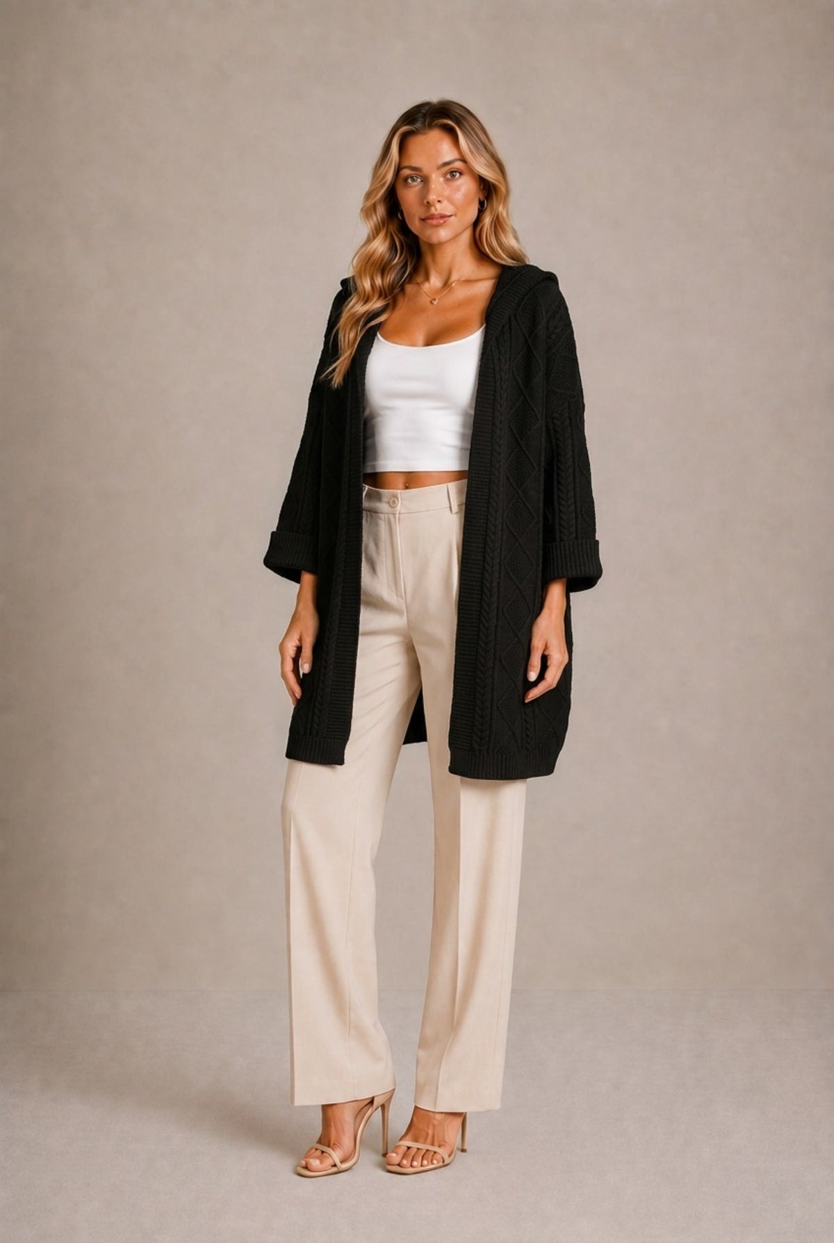 Orvieto Cable-Knit Hooded Coat