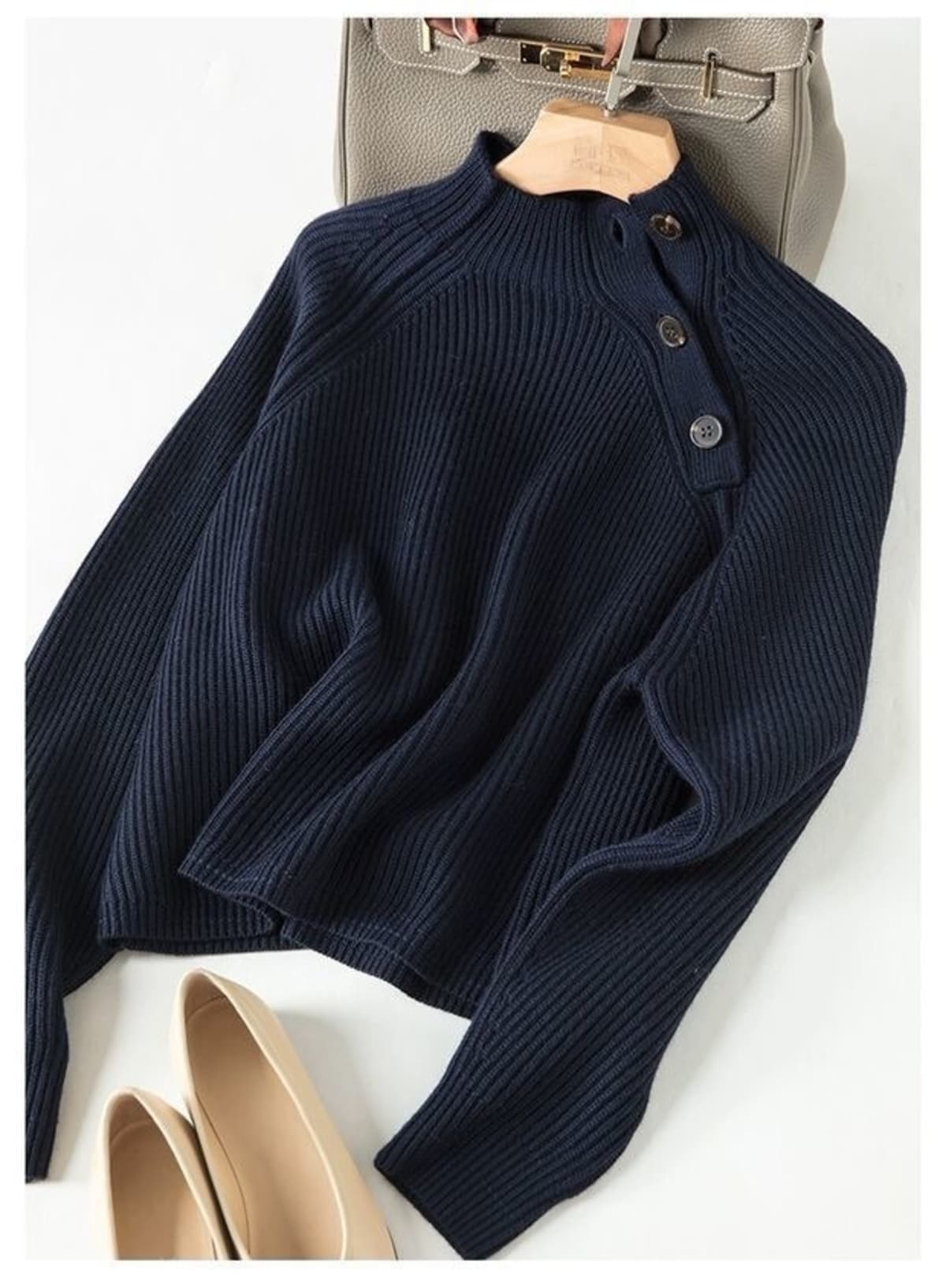 Asti Asymmetric Button Sweater