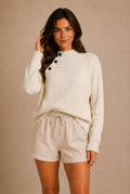 Asti Asymmetric Button Sweater