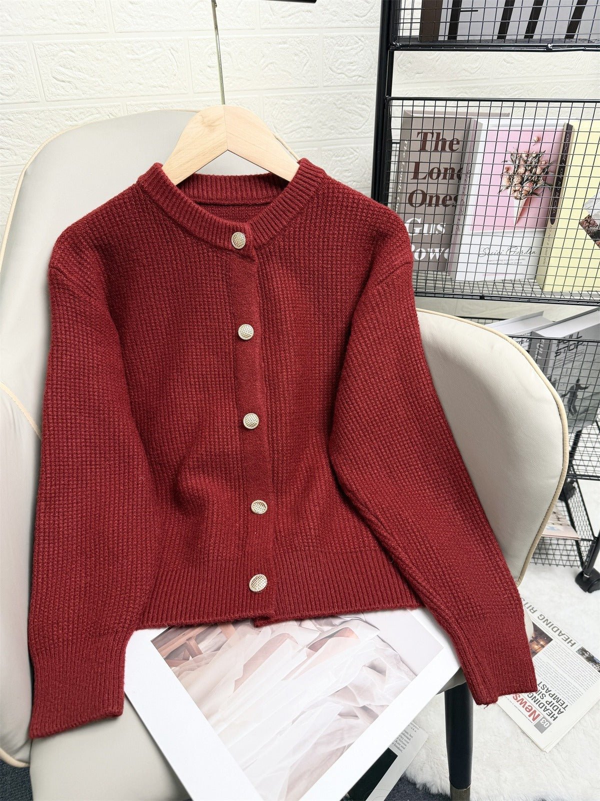 Chianti Textured Button-Front Cardigan Sweater