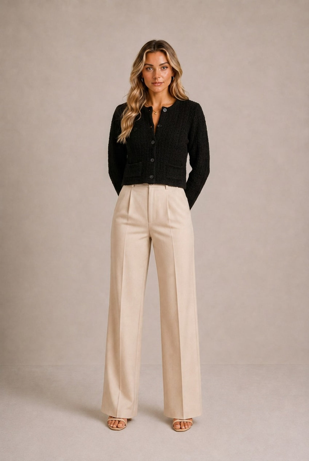 Arezzo Tweed Cropped Cardigan Sweater