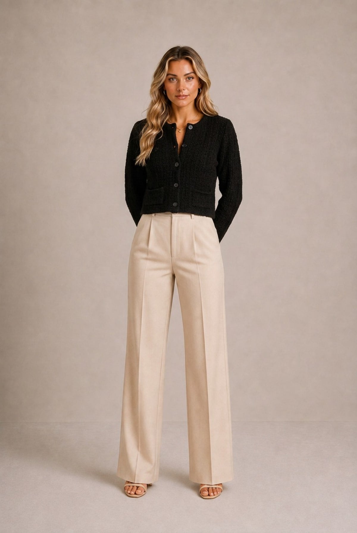 Arezzo Tweed Cropped Cardigan Sweater