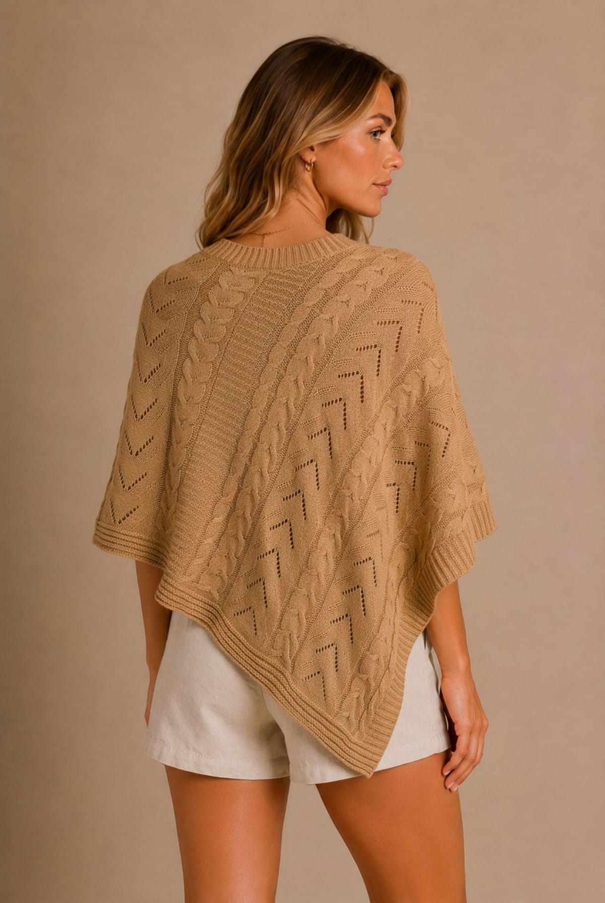 Barolo Cable-Knit Poncho Sweater