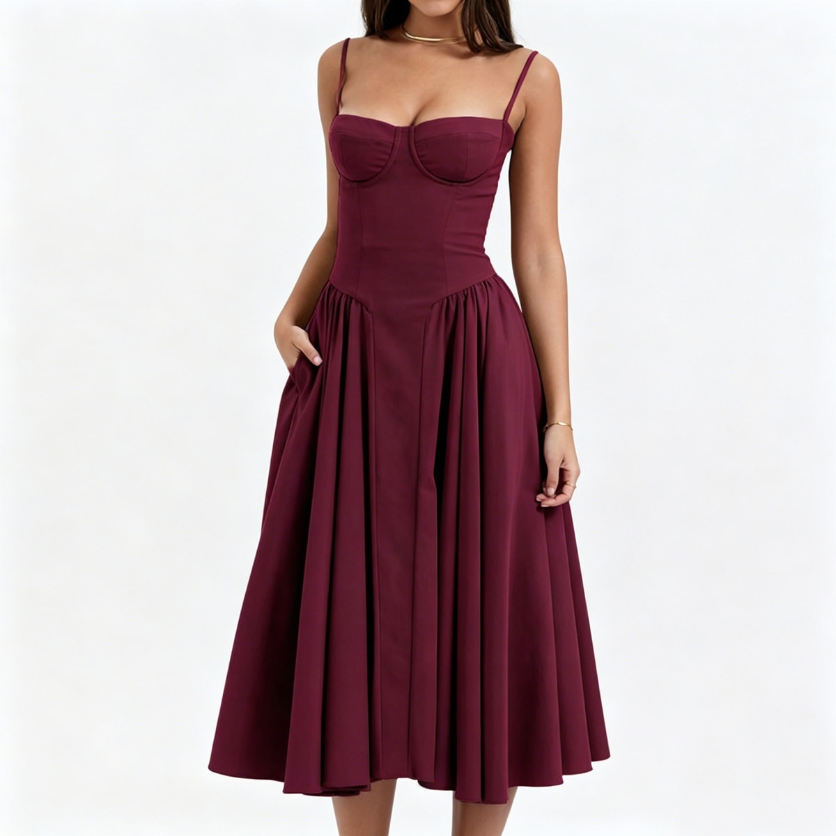 Volterra Bustier Fit and Flare Midi Dress