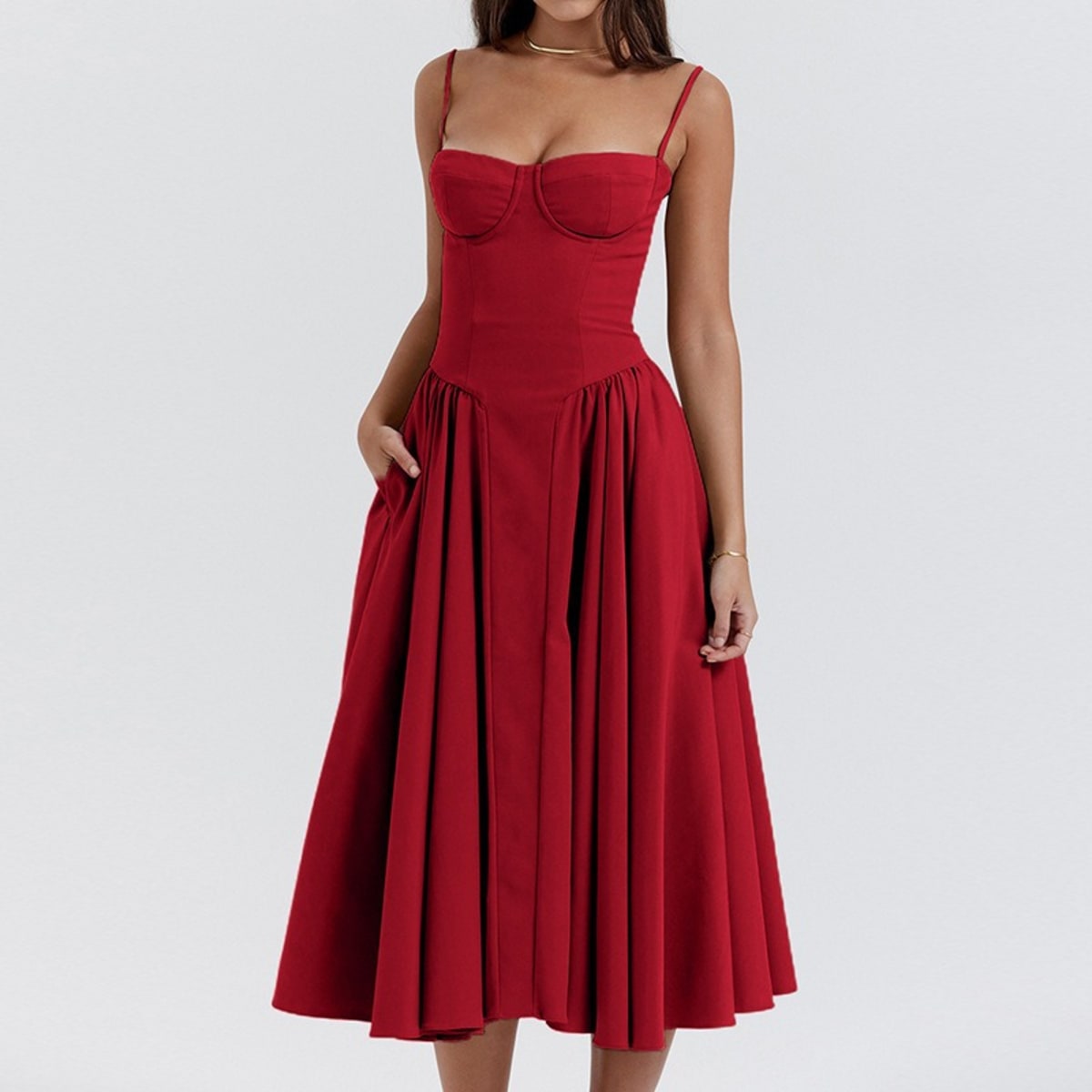 Volterra Bustier Fit and Flare Midi Dress
