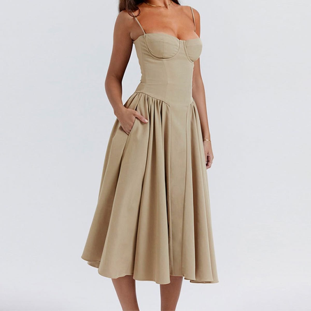 Volterra Bustier Fit and Flare Midi Dress