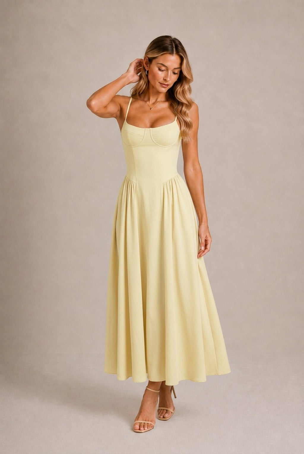 Volterra Bustier Fit and Flare Midi Dress