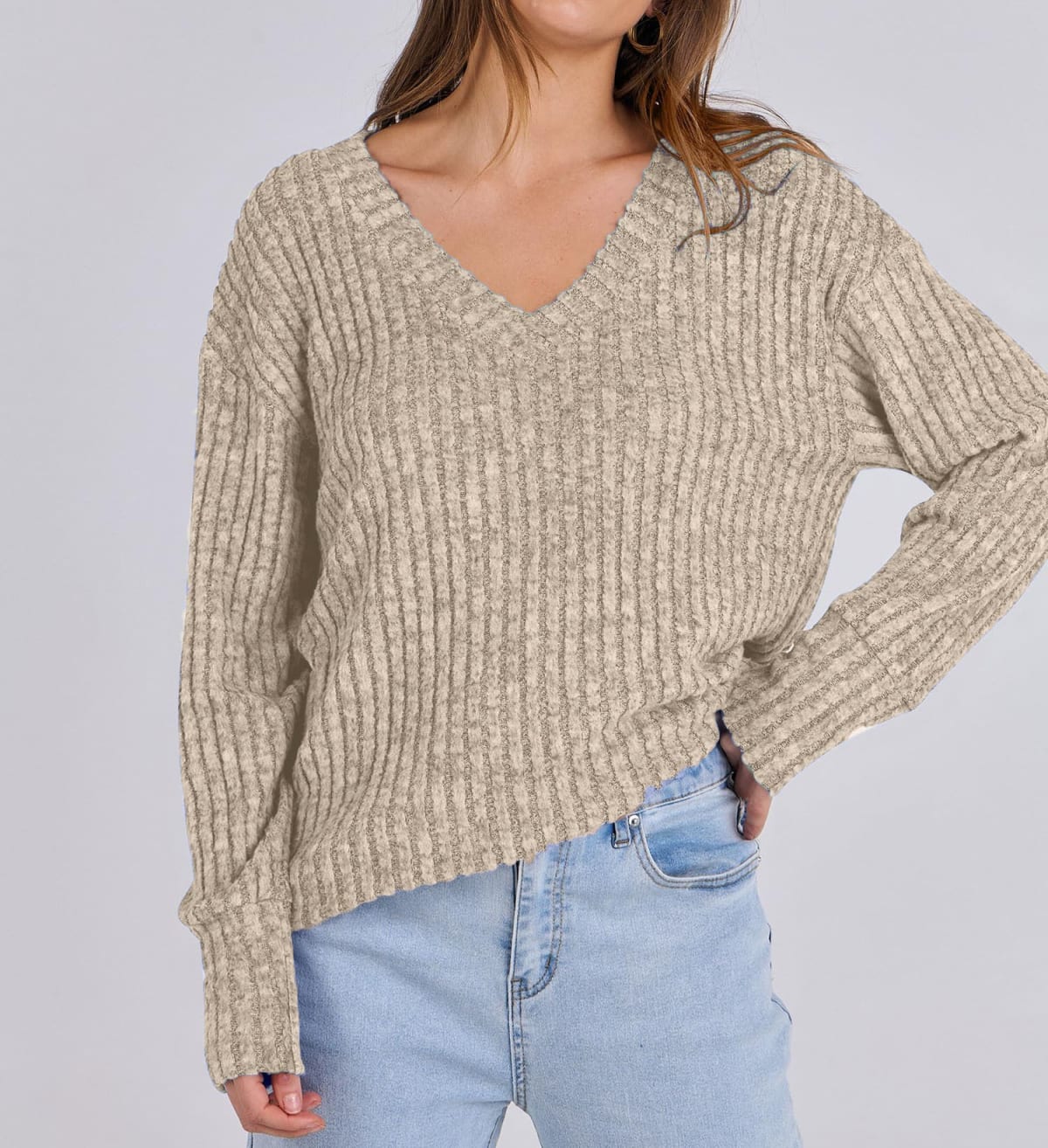 Arezzo Ribbed V-Neck Sweater