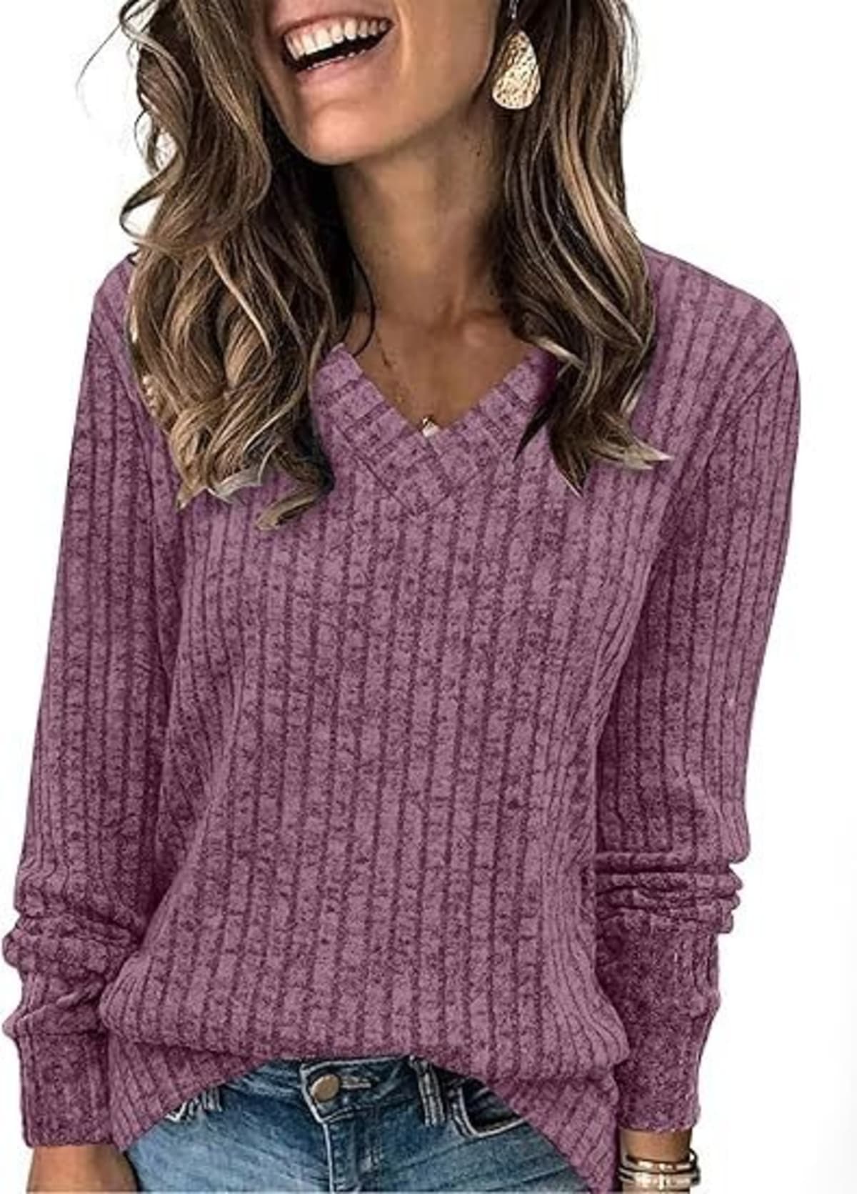 Arezzo Ribbed V-Neck Sweater