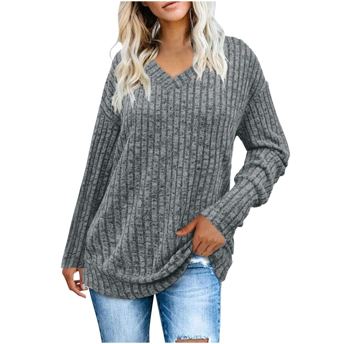 Arezzo Ribbed V-Neck Sweater