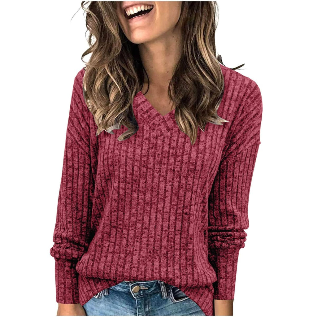 Arezzo Ribbed V-Neck Sweater
