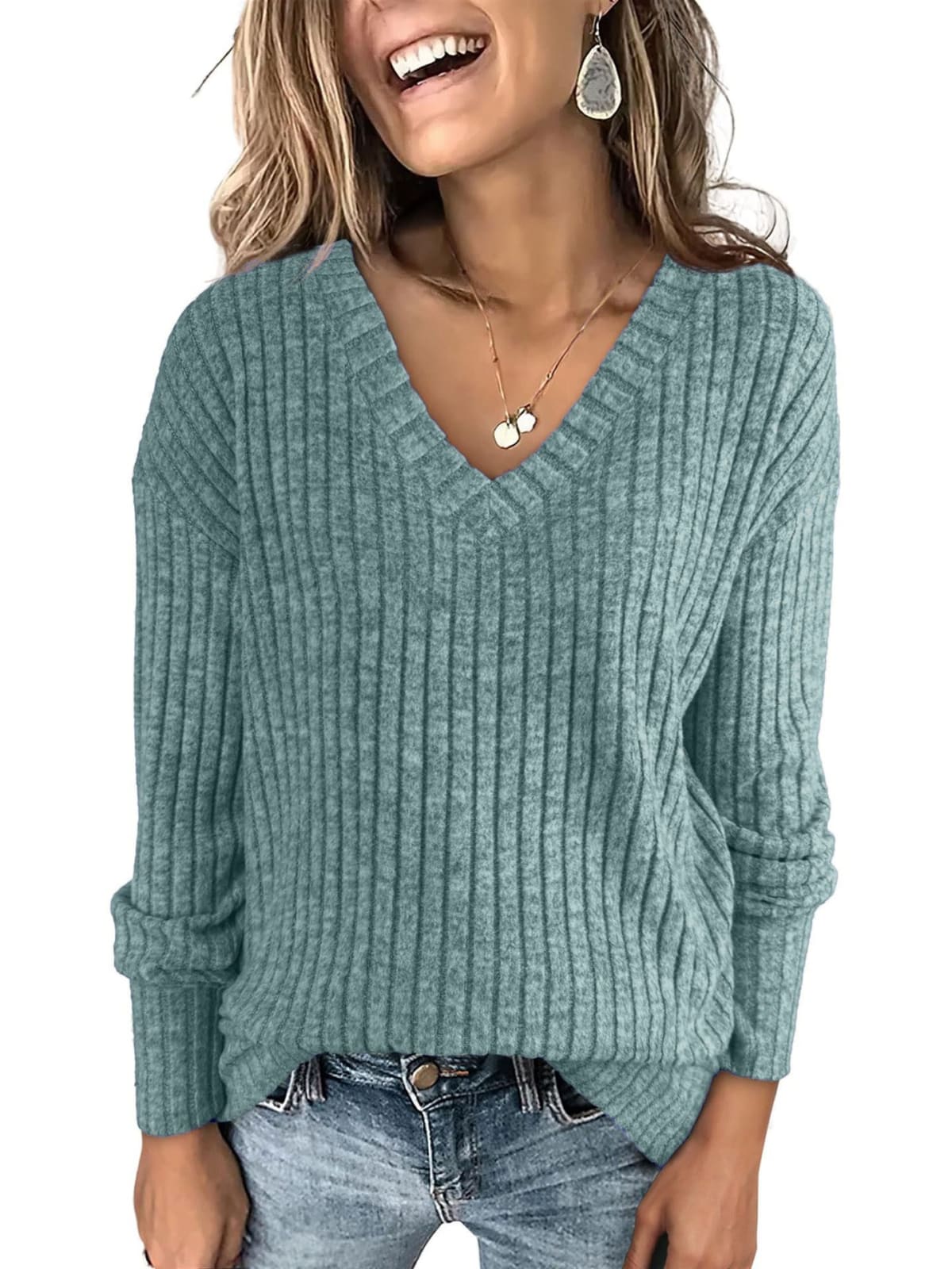 Arezzo Ribbed V-Neck Sweater