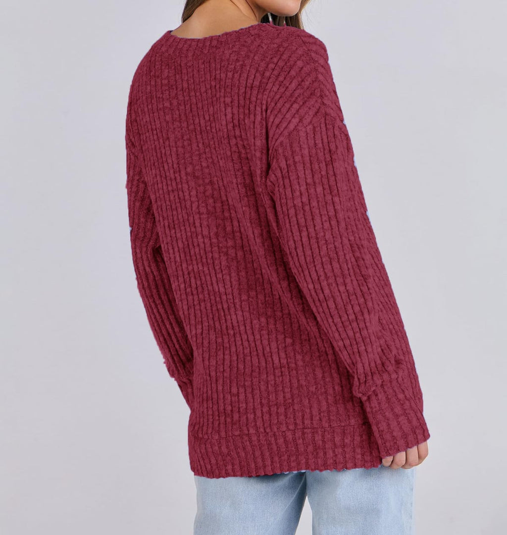Arezzo Ribbed V-Neck Sweater