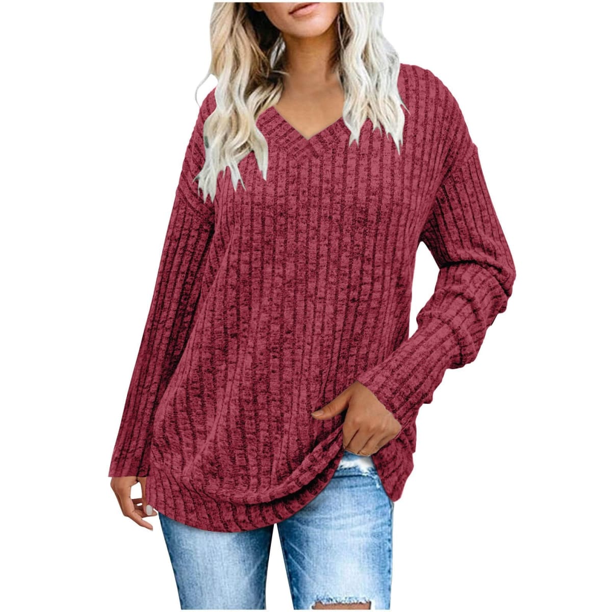 Arezzo Ribbed V-Neck Sweater