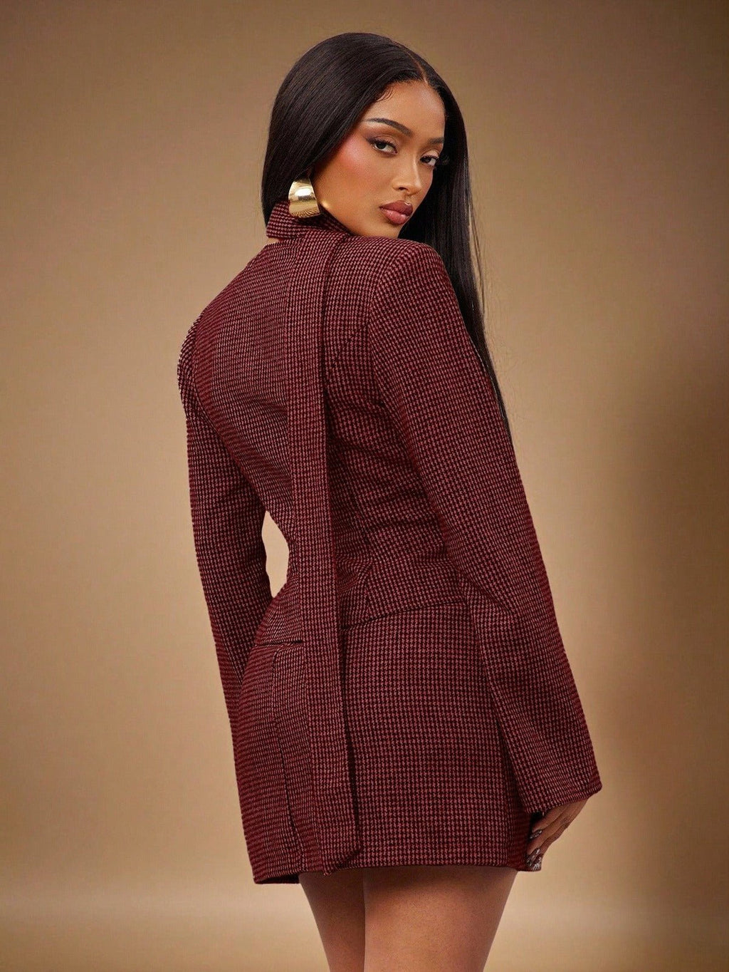 Arezzo Plaid V-Neck Set