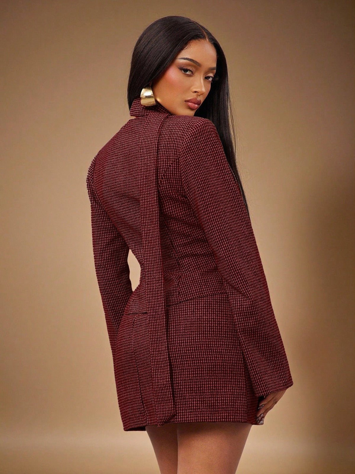 Arezzo Plaid V-Neck Set