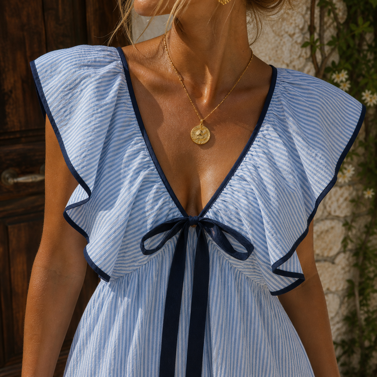 Amalfi Navy Stripe Dress