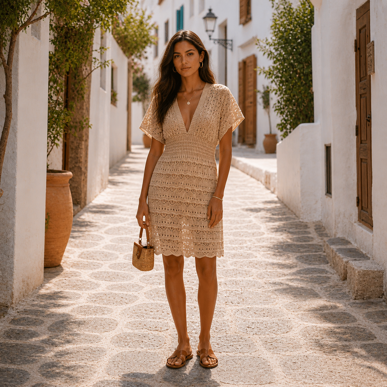 Oia Deep-V Dress