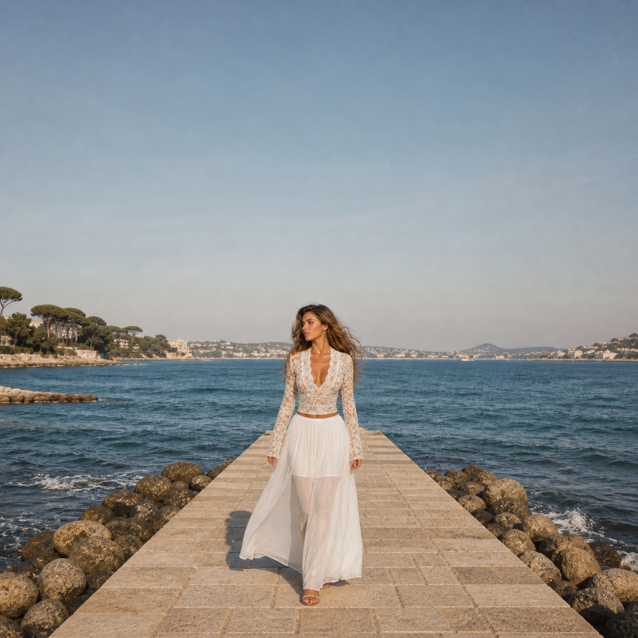 Cannes Deep-V Lace Top