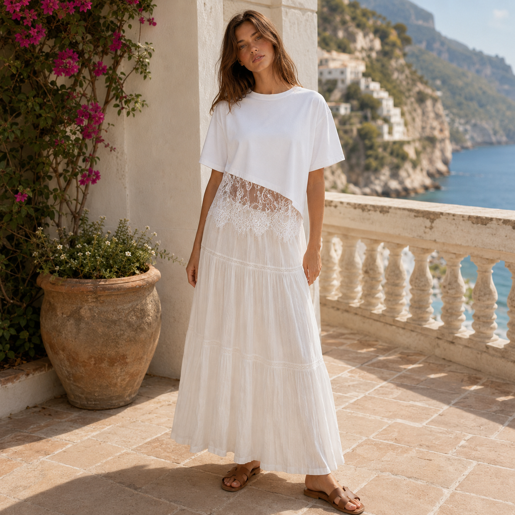 Capri Lace Hem Relaxed Summer Top