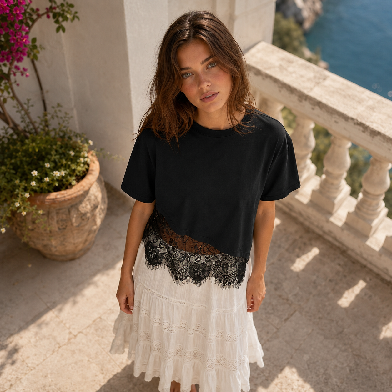 Capri Lace Hem Relaxed Summer Top