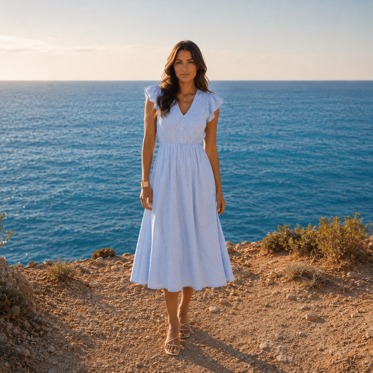 Marseille Button Midi Dress