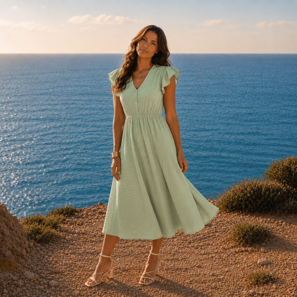 Marseille Button Midi Dress