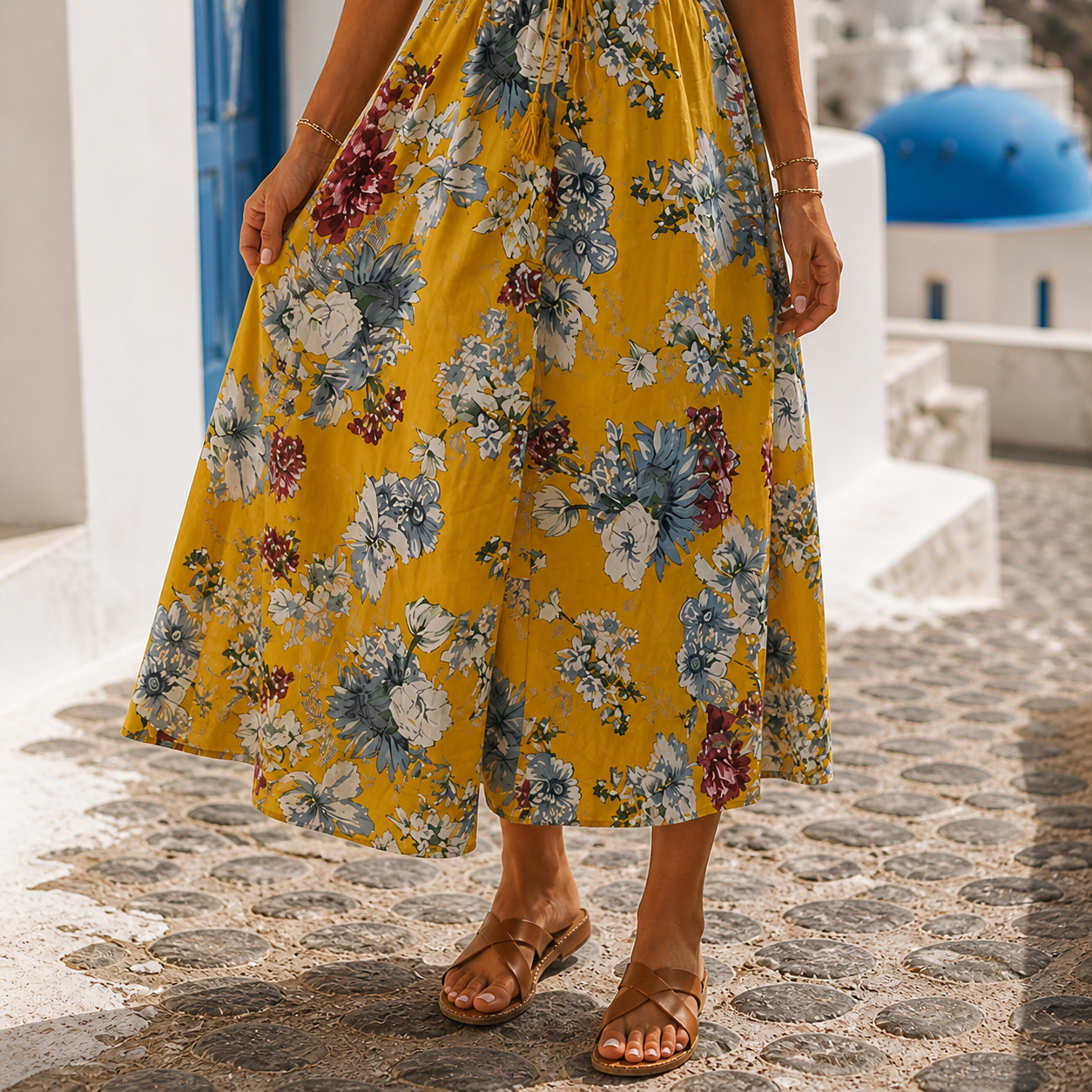 Oia Floral Midi Dress