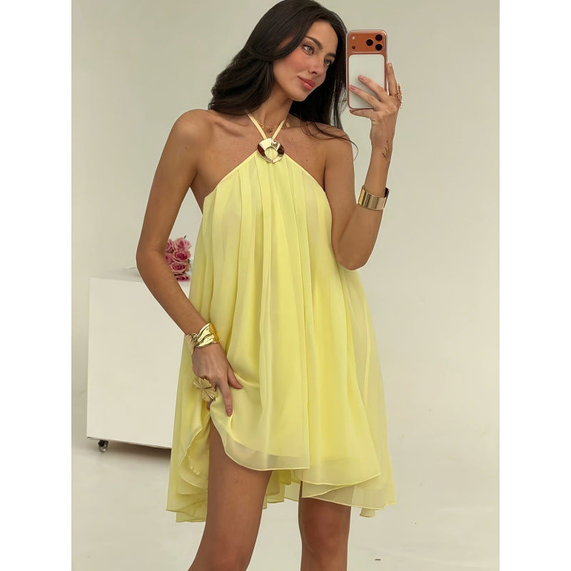 Mykonos Pleated Halter Mini Dress