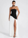 Santorini Asymmetrical Strapless Maxi Dress