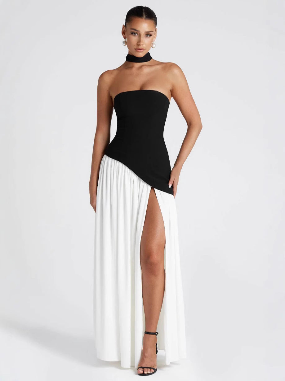 Santorini Asymmetrical Strapless Maxi Dress